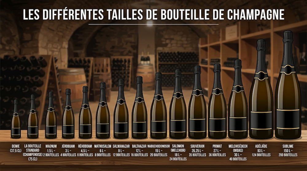 Les différents formats de bouteilles de Champagne